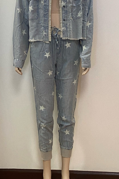 Stripe Tencel Jogger With Stars