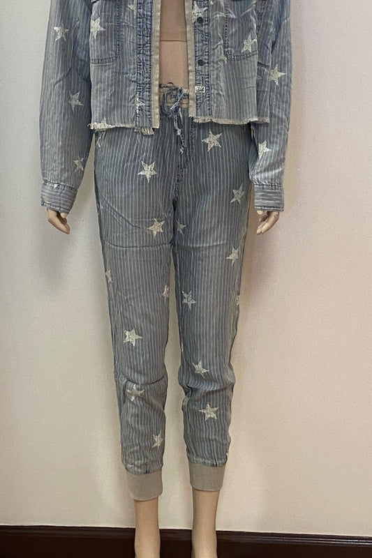Stripe Tencel Jogger With Stars