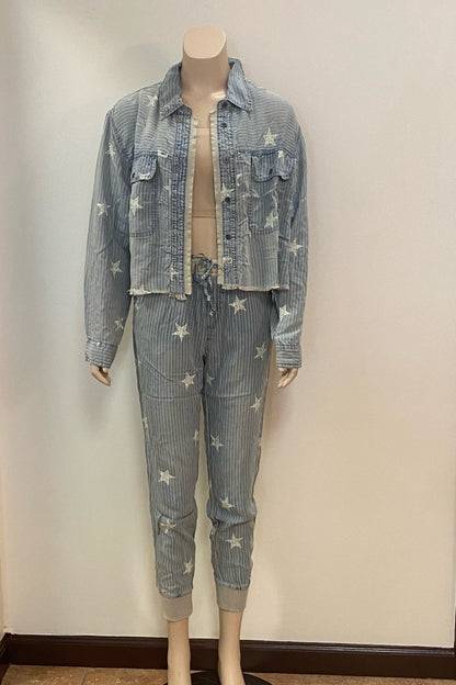Stripe Tencel Jogger With Stars