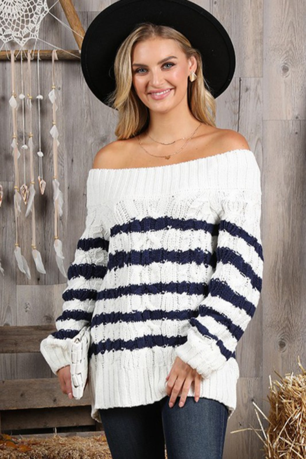 Stripe Tunic Length Sweater