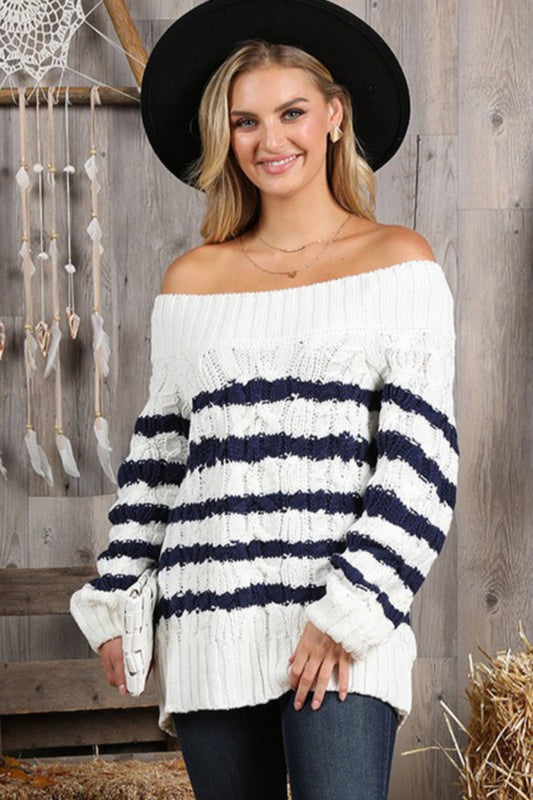 Stripe Tunic Length Sweater