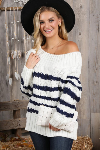 Stripe Tunic Length Sweater