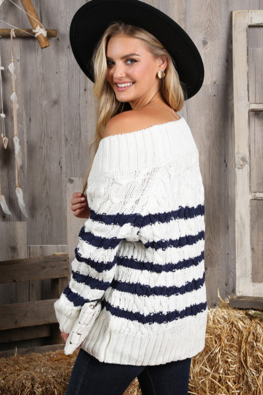Stripe Tunic Length Sweater
