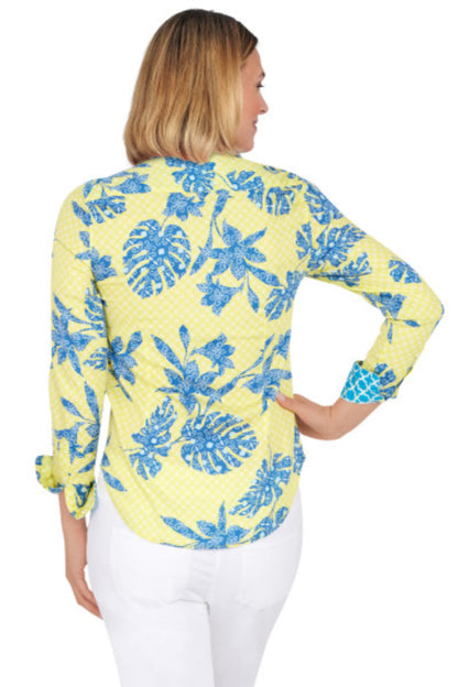 Sunburst Print Woven Button Down Collar Long Sleeve Button Front Shirt