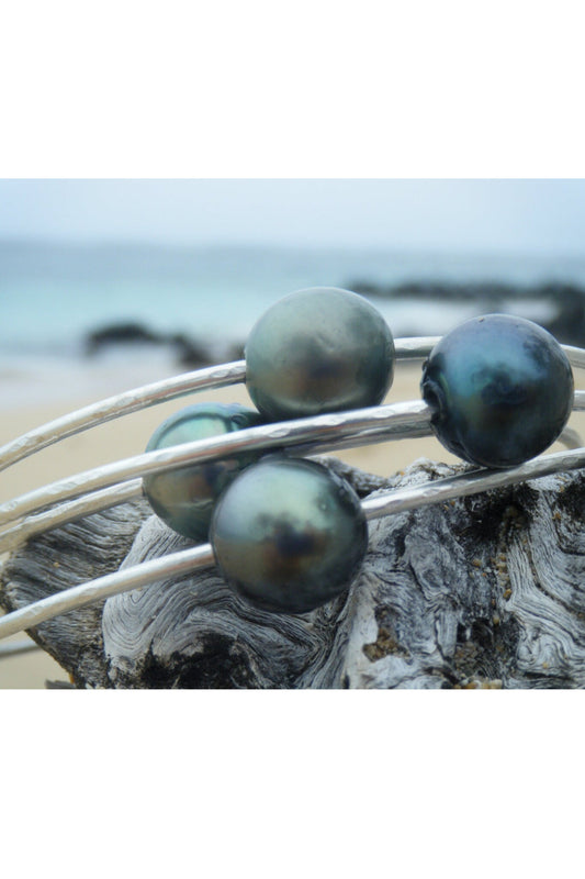 Tahitian Pearl Bangle - Sterling Silver