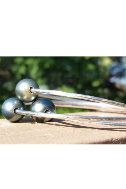 Tahitian Pearl Bangle - Sterling Silver
