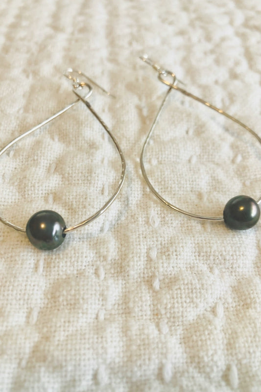 Tahitian Teardrop LG Earrings - Sterling Silver