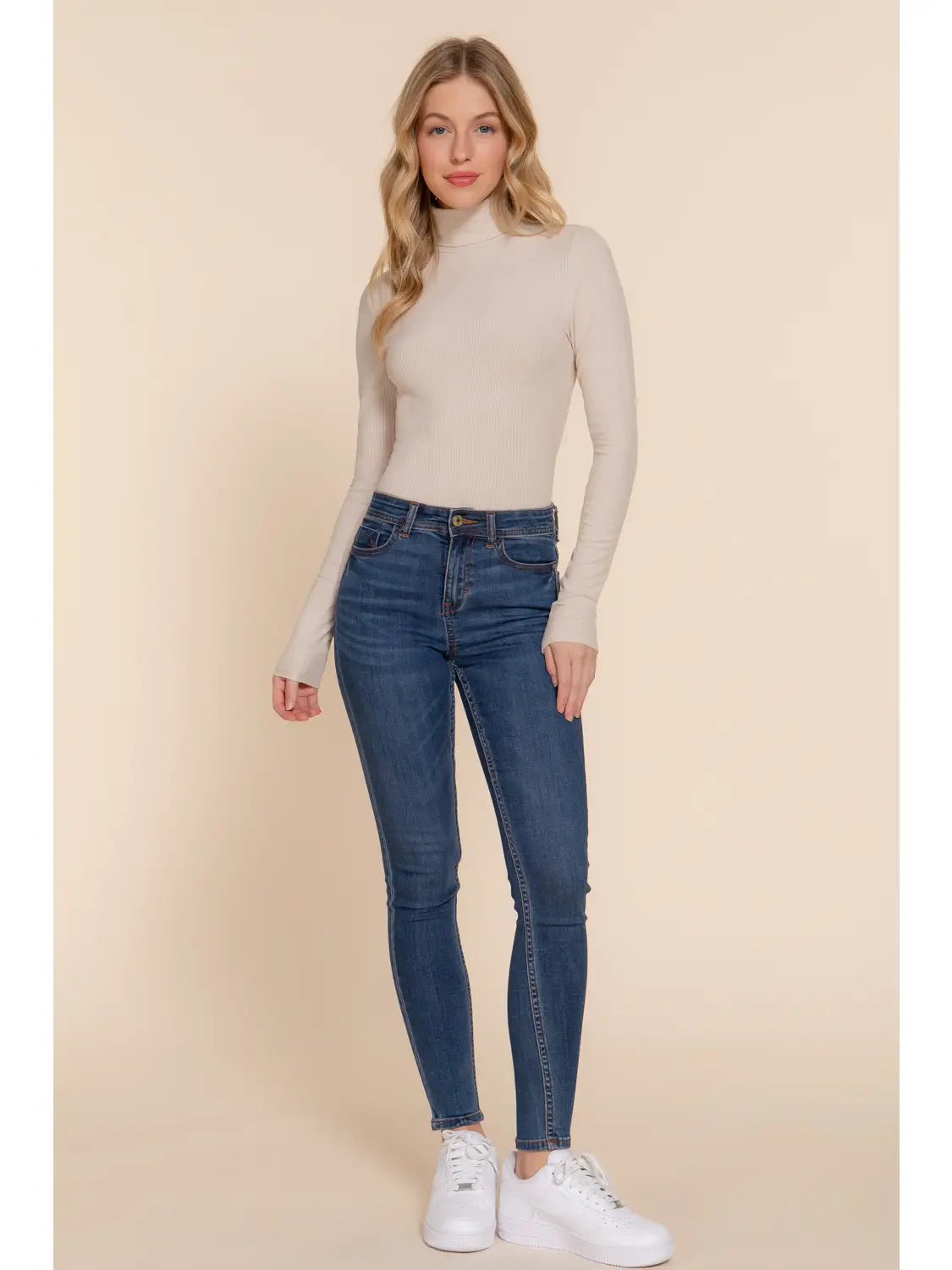 Taupe Long Sleeve Turtle Neck Rayon Rib Bodysuit