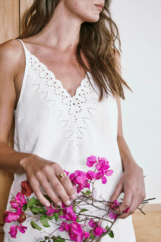 Taylor Eyelet Tank White