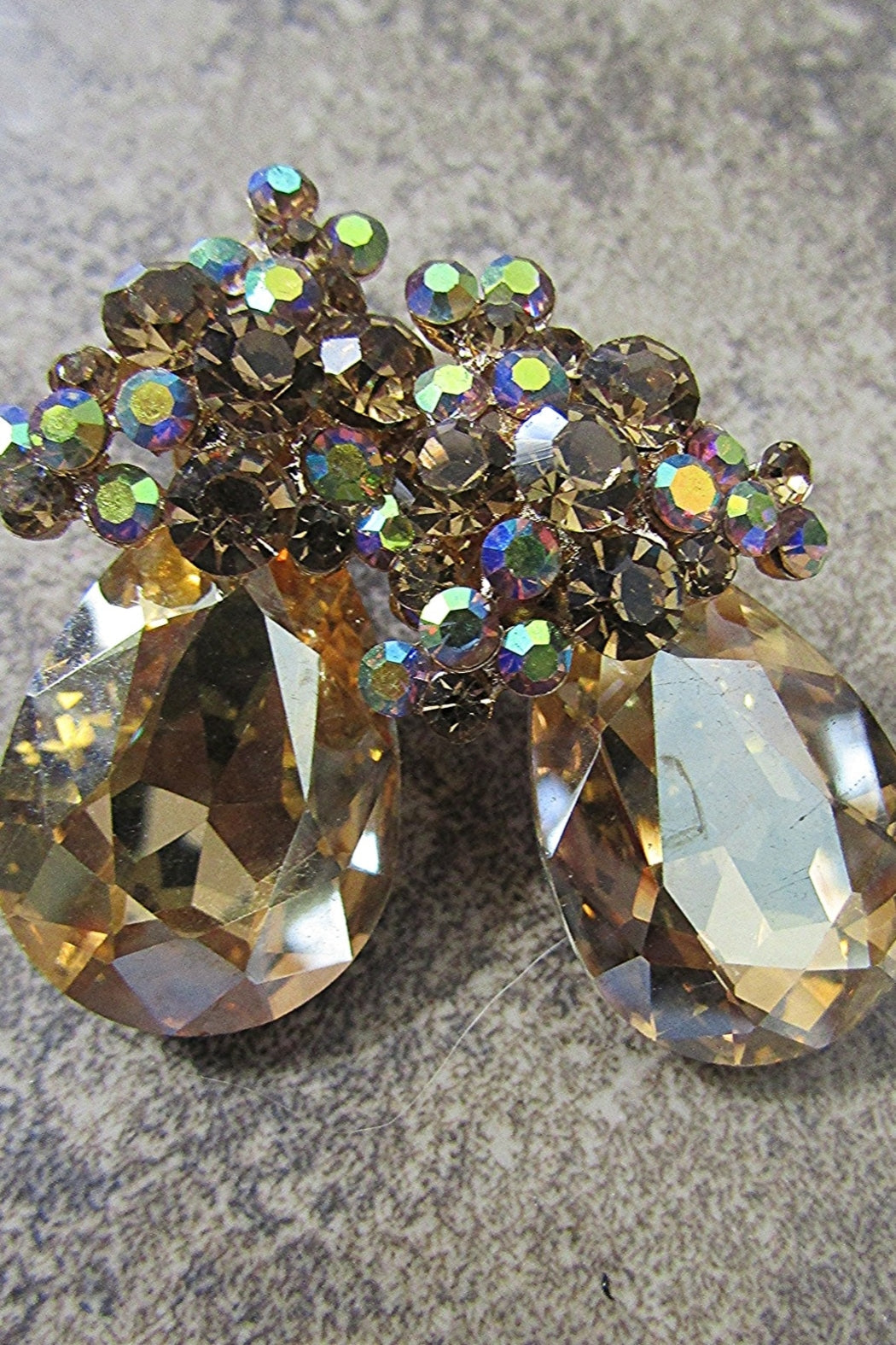 TEARDROP GEM CLUSTER CLIP EARRING