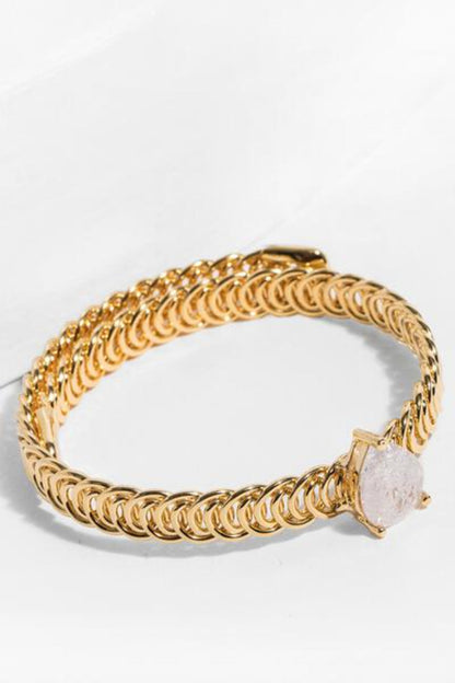 Teardrop Stone Bangle Bracelet