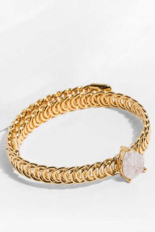 Teardrop Stone Bangle Bracelet