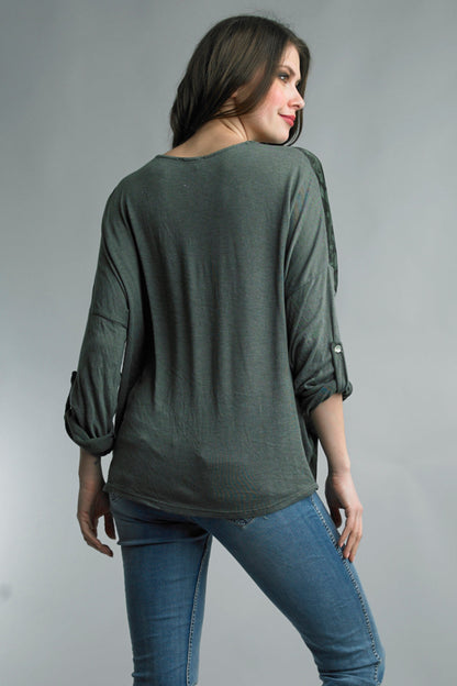 Olive Satin Animal Top