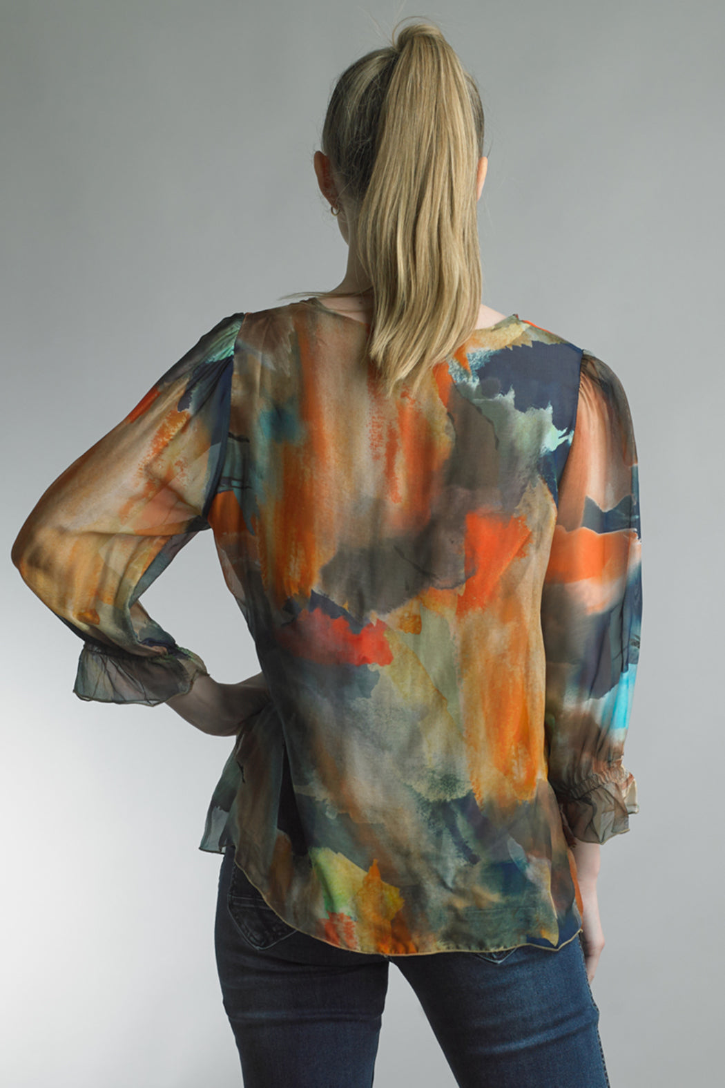 Silk Abstract Print Blouse