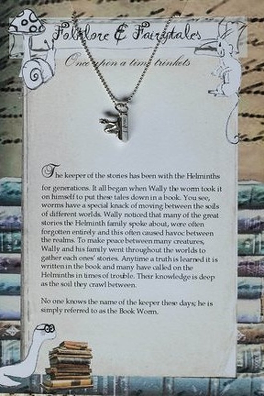 The book worm storybook necklace