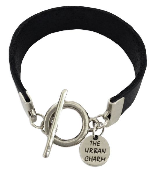 Black Leather Color Band Bracelet by the Urban Charm
