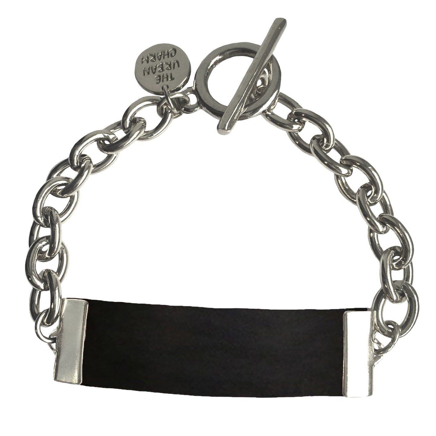 Black Leather and Chain ID Toggle Bracelet by the Urban Charm