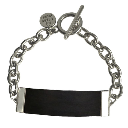 Black Leather and Chain ID Toggle Bracelet by the Urban Charm