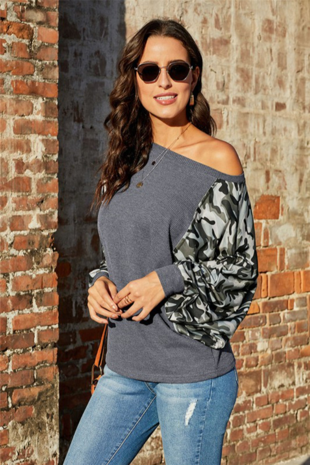 Thermal Camo Contrast Dolman Top