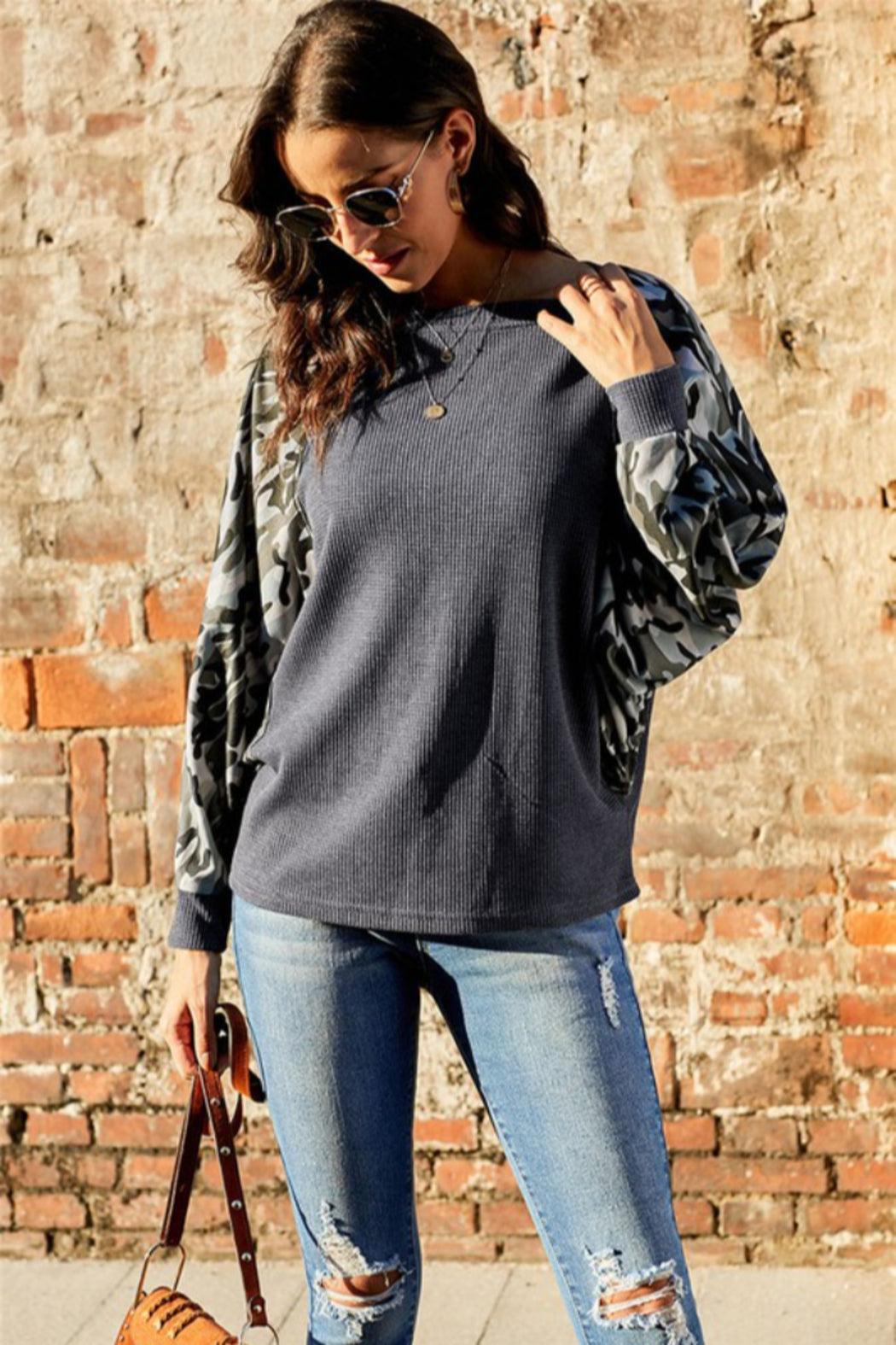 Thermal Camo Contrast Dolman Top