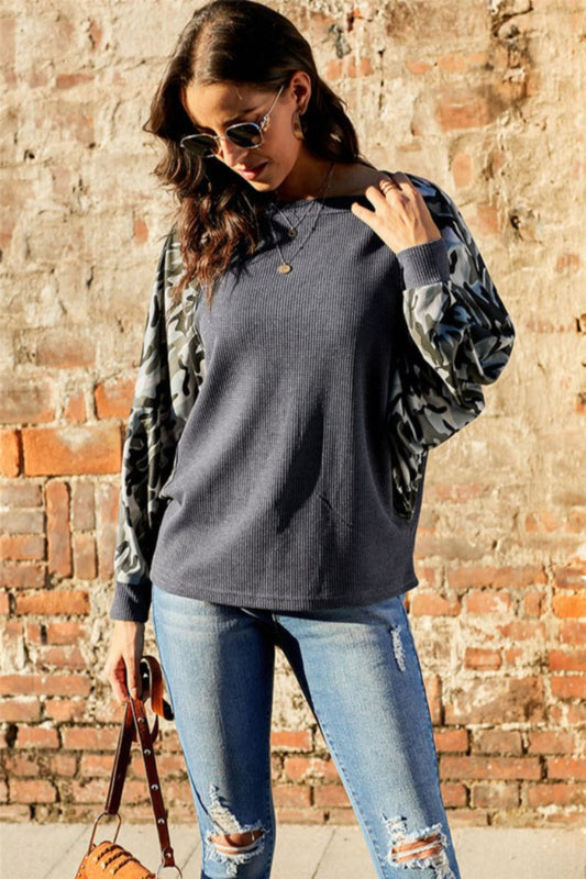 Thermal Camo Contrast Dolman Top