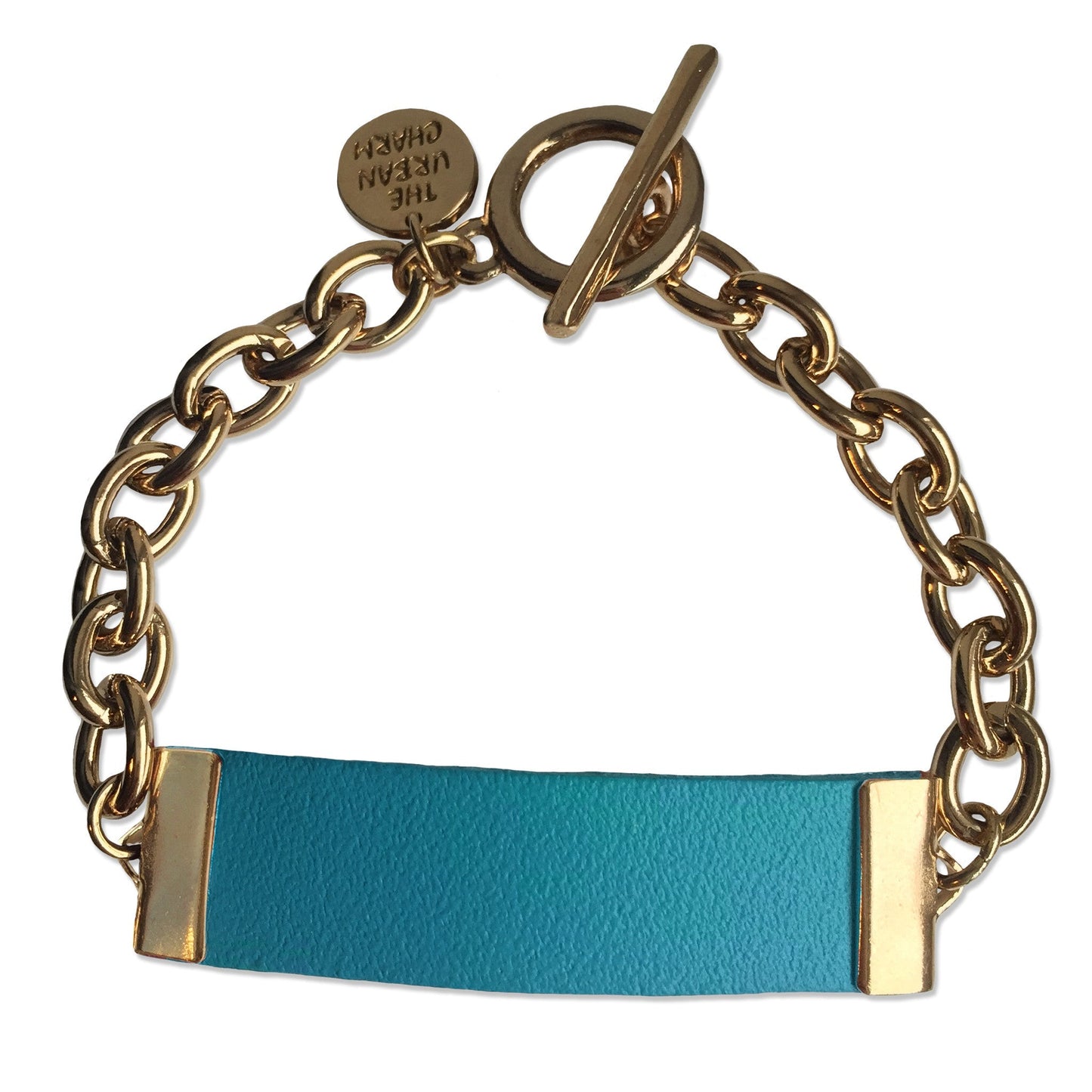Baby Blue Leather and Chain ID Toggle Bracelet by the Urban Charm