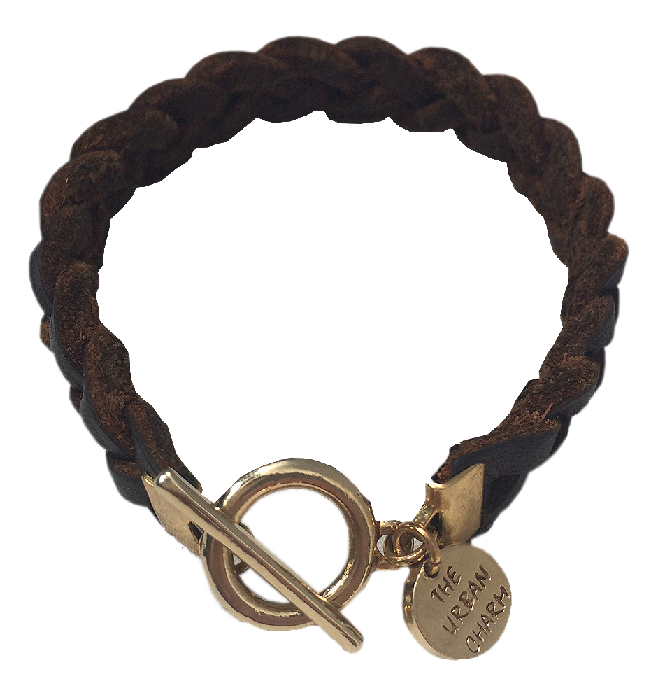 Brown Braided Wrap GenuineLeather Bracelet