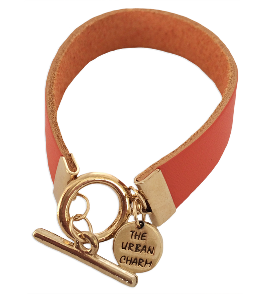 Orange Leather Color Band Bracelet
