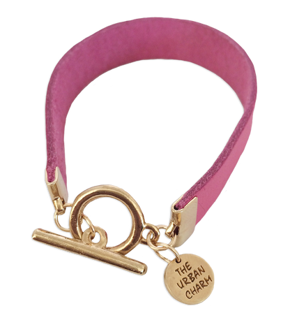 The Urban Charm Pink Leather Color Band Bracelet