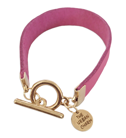 The Urban Charm Pink Leather Color Band Bracelet