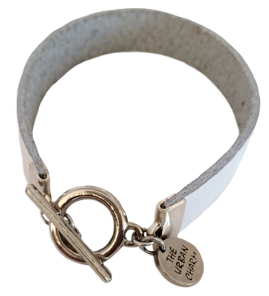 White Leather Color Band Bracelet