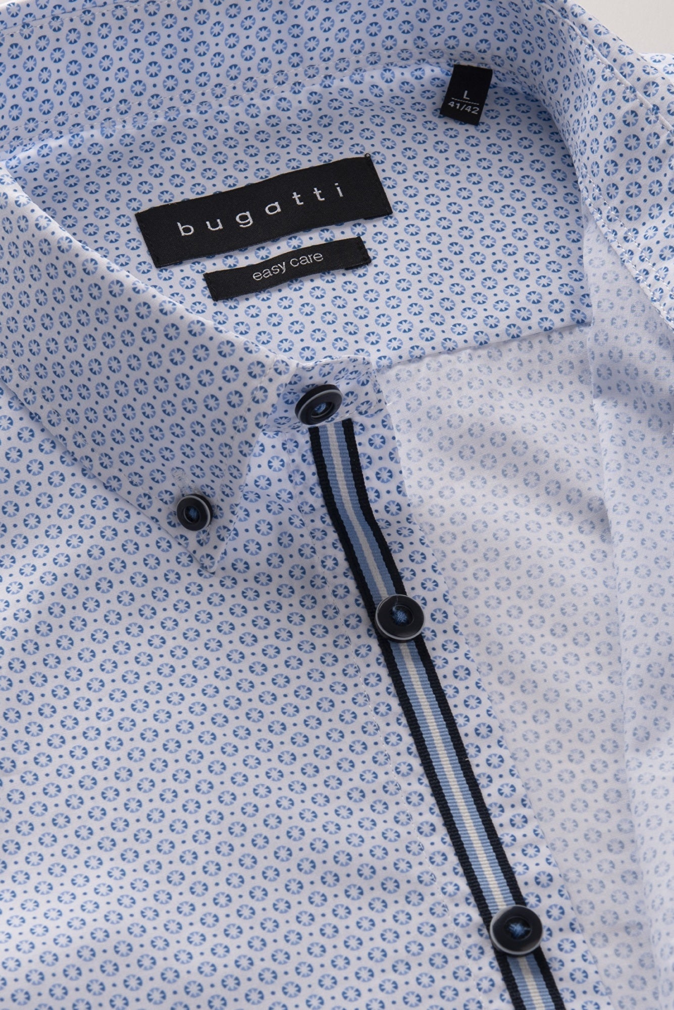 Bugatti Easy Care Long Sleeve Blue Shirt