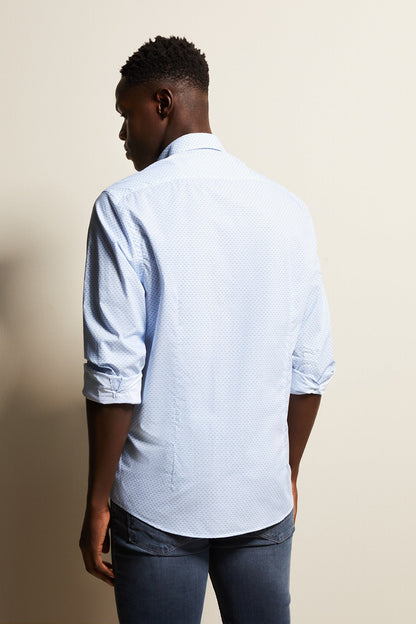 Bugatti Easy Care Long Sleeve Blue Shirt