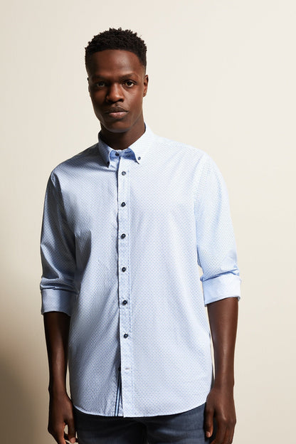 Bugatti Easy Care Long Sleeve Blue Shirt