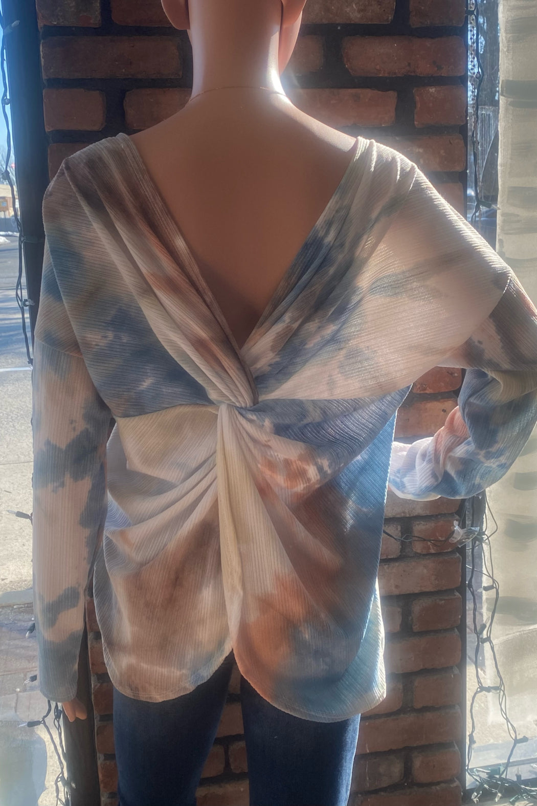 Tie Dye Knit Top with Twisted Back