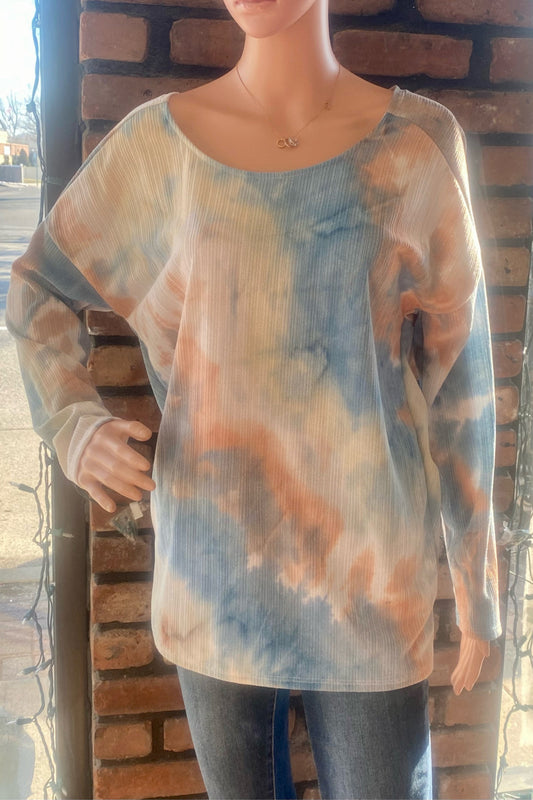 Tie Dye Knit Top with Twisted Back