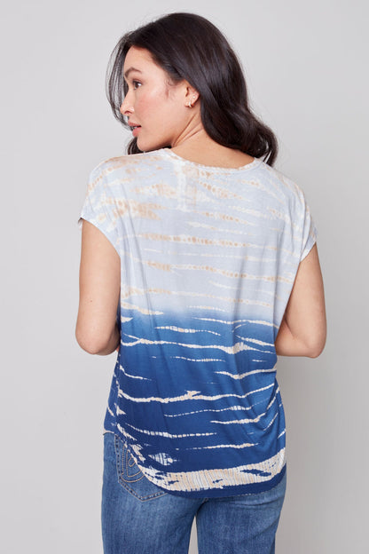 Tie dye sleeveless crew neck top