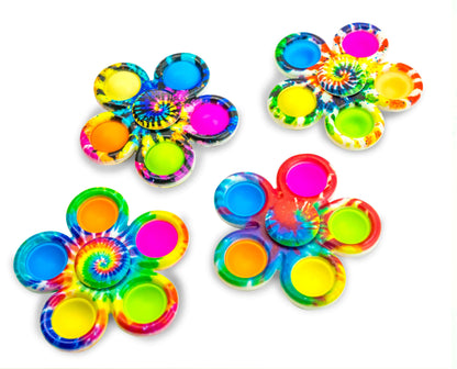 4 Pack Tie-Dye Fidget Spinner Popper Toy