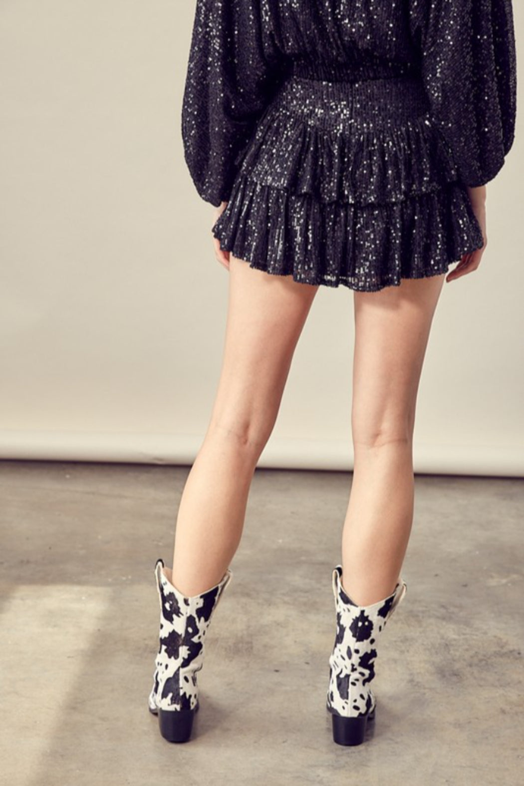 Tiered Ruffle Sequin Skirt
