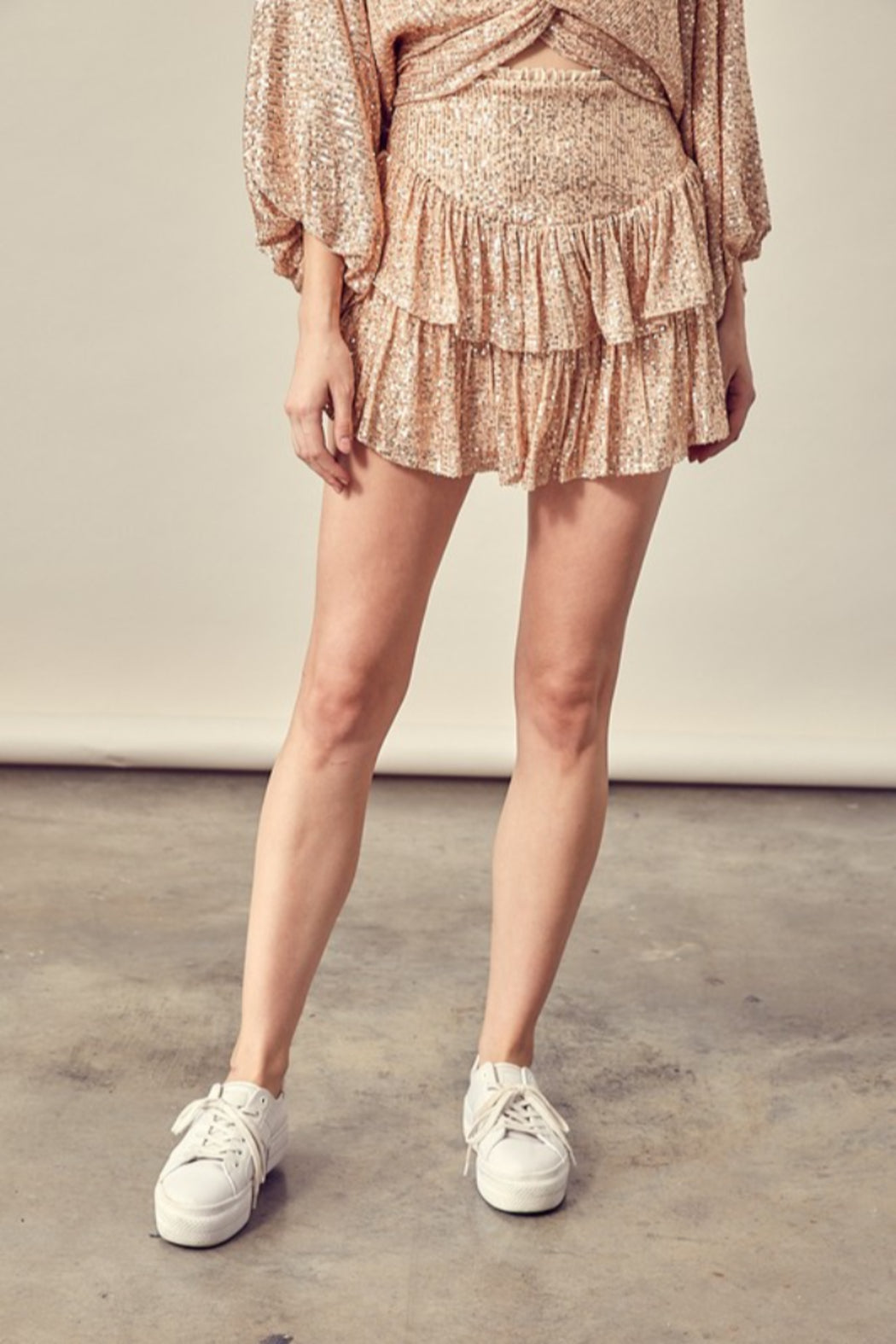 Tiered Ruffle Sequin Skirt