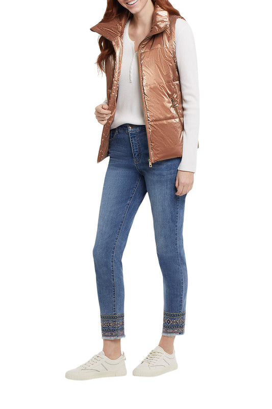 Tribal Shiny Short Puffer Vest w/Pockets