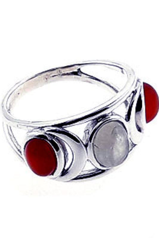 Triple Moon Goddess Sunstone Ring