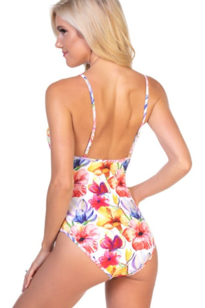 Tropical Floral Print One-Piece Swimsuit