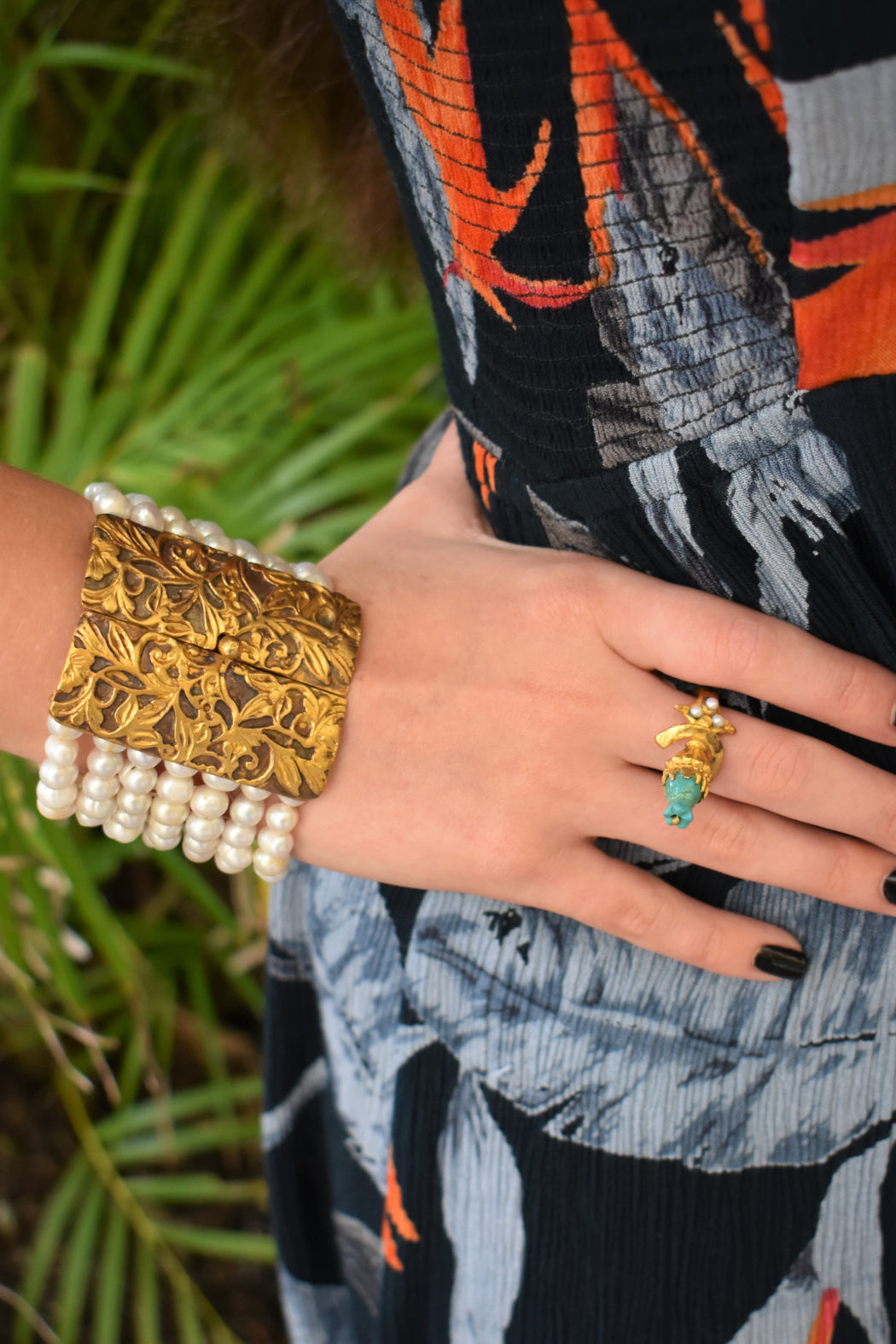 Turquoise & Pearl Ring