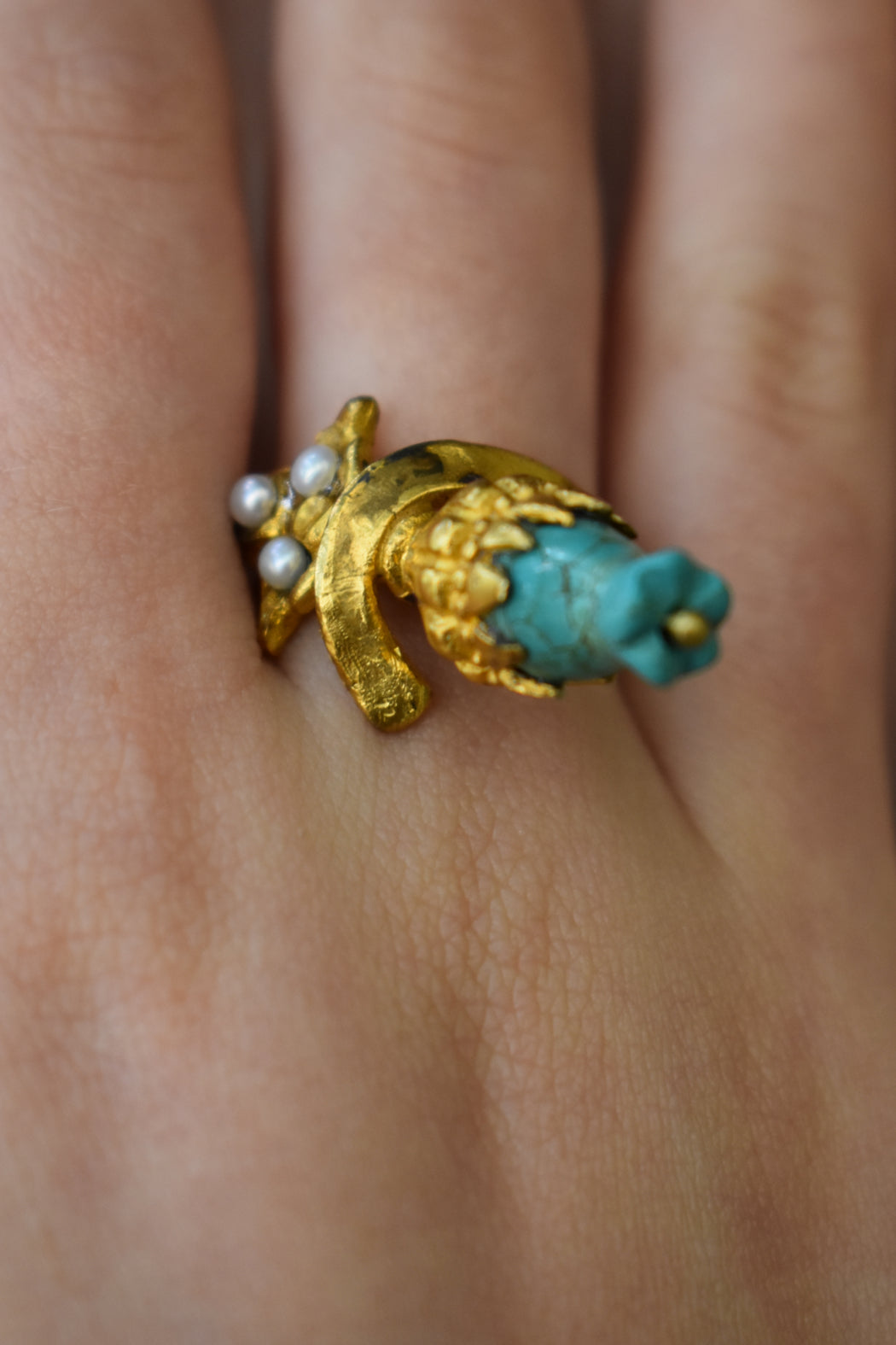 Turquoise & Pearl Ring