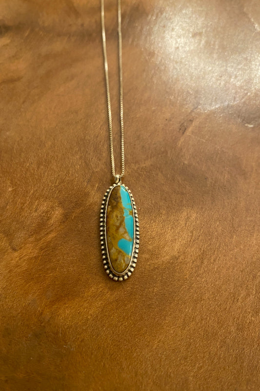Turquoise Sterling Silver Pendant on Box Chain