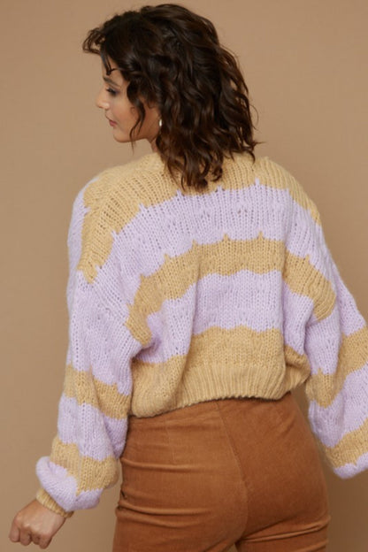 Two Tone Sweater Cardigan