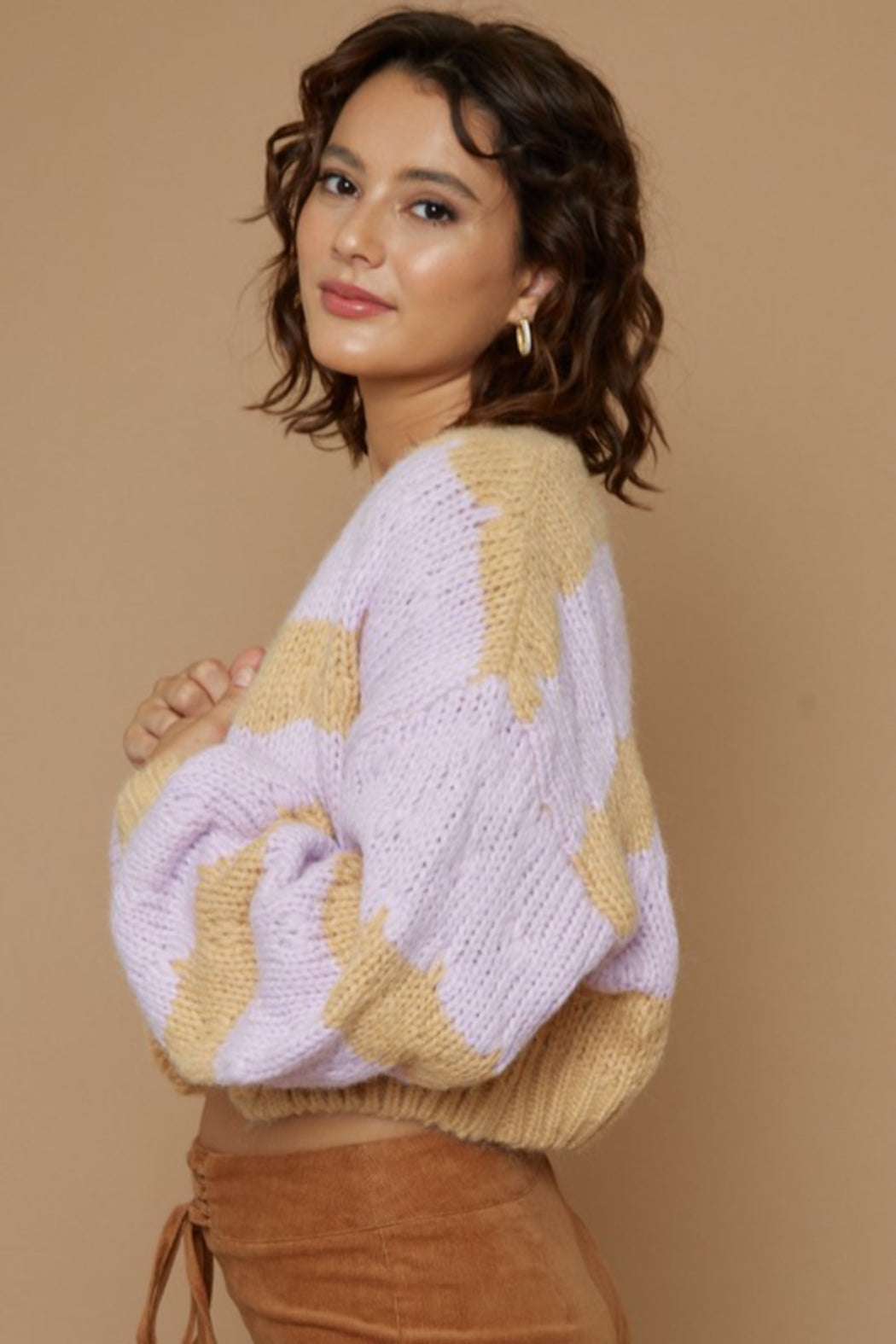 Two Tone Sweater Cardigan