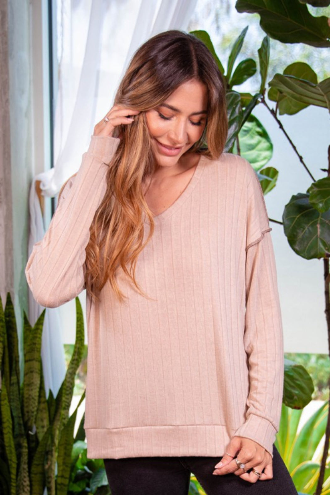 V Neck Long Sleeve Shirt
