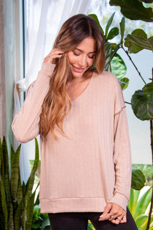 V Neck Long Sleeve Shirt